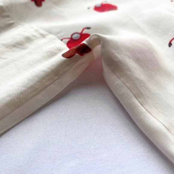 VILA GALLO IVORY WHITE RED NOVELTY PRINT BUTTON DOWN SHIRT -  L - Picture 5 of 11